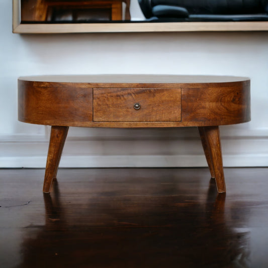 Elegance Chestnut Rounded Coffee Table - Furniture One Shop