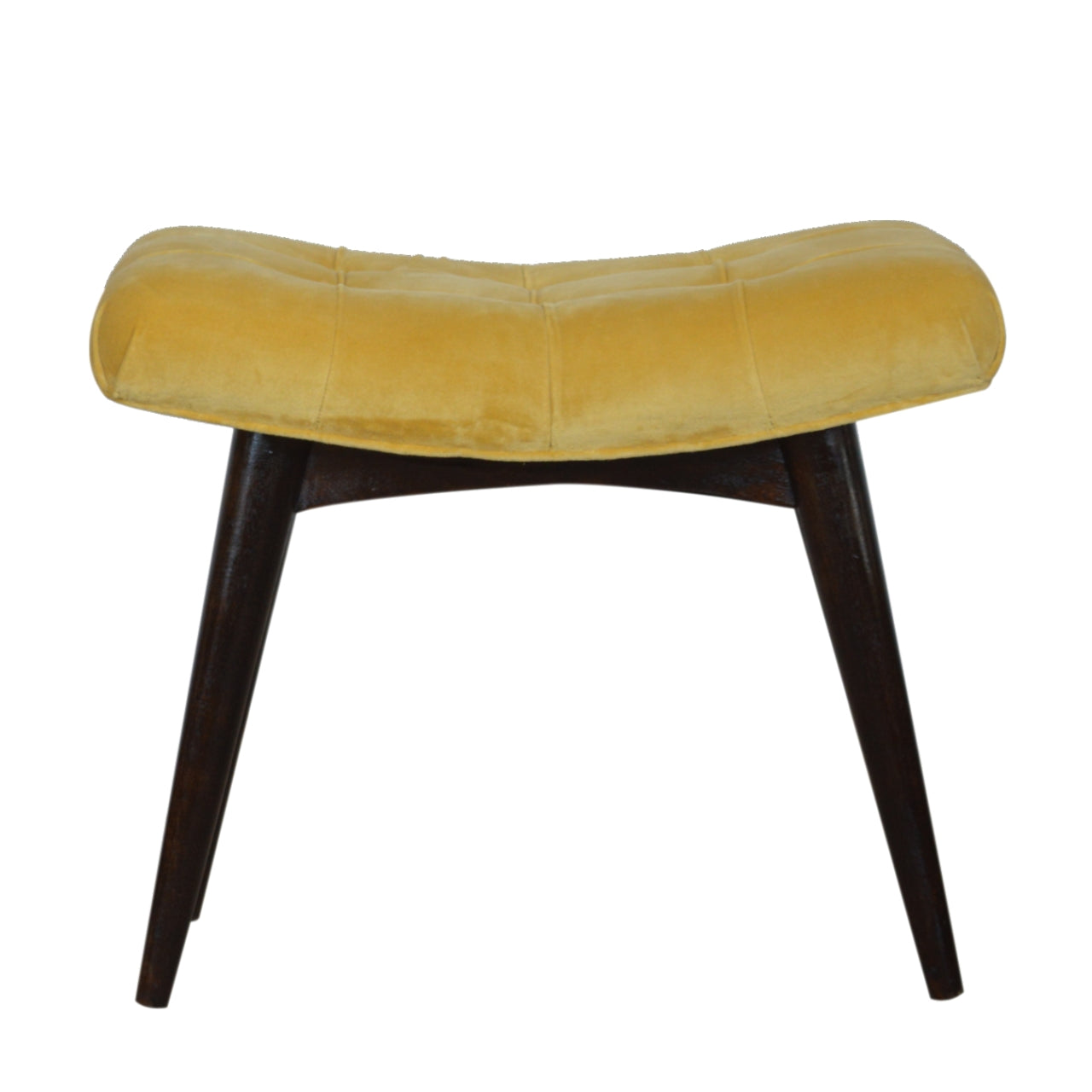 Munch Stool Mustard Cotton Velvet Curved Bench