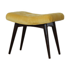 Munch Stool Mustard Cotton Velvet Curved Bench