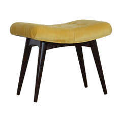 Munch Stool Mustard Cotton Velvet Curved Bench