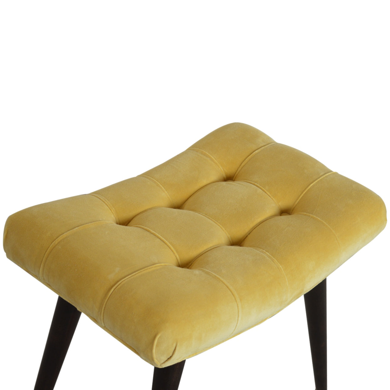 Munch Stool Mustard Cotton Velvet Curved Bench