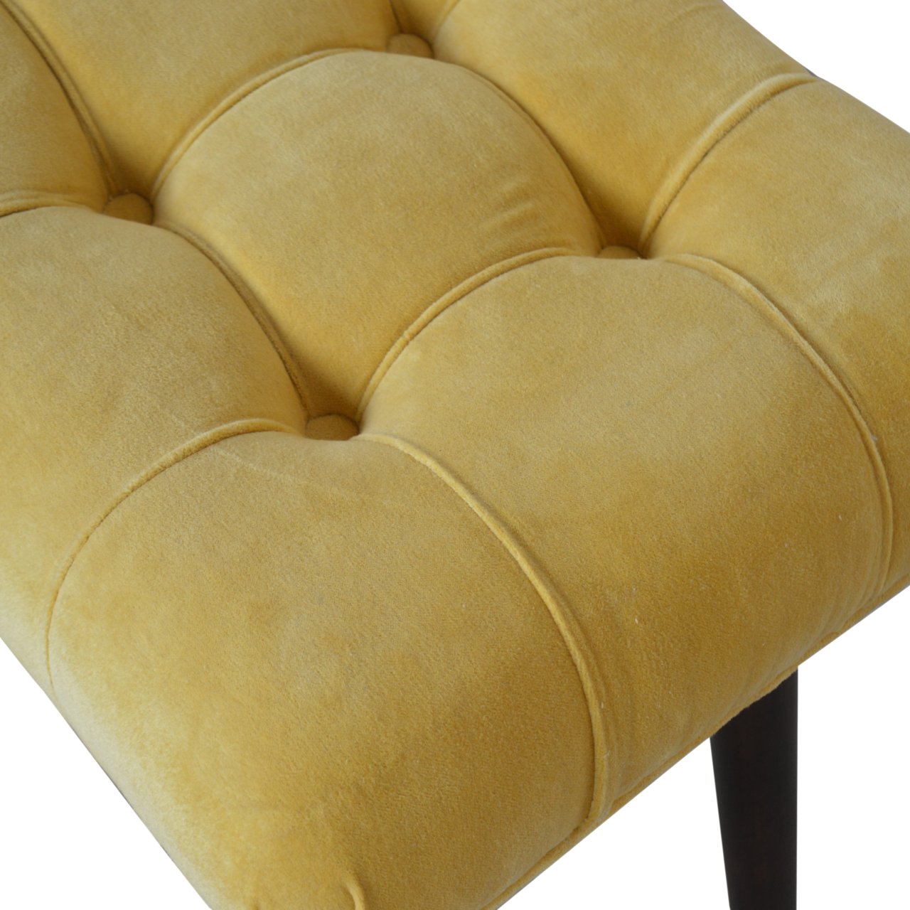 Munch Stool Mustard Cotton Velvet Curved Bench