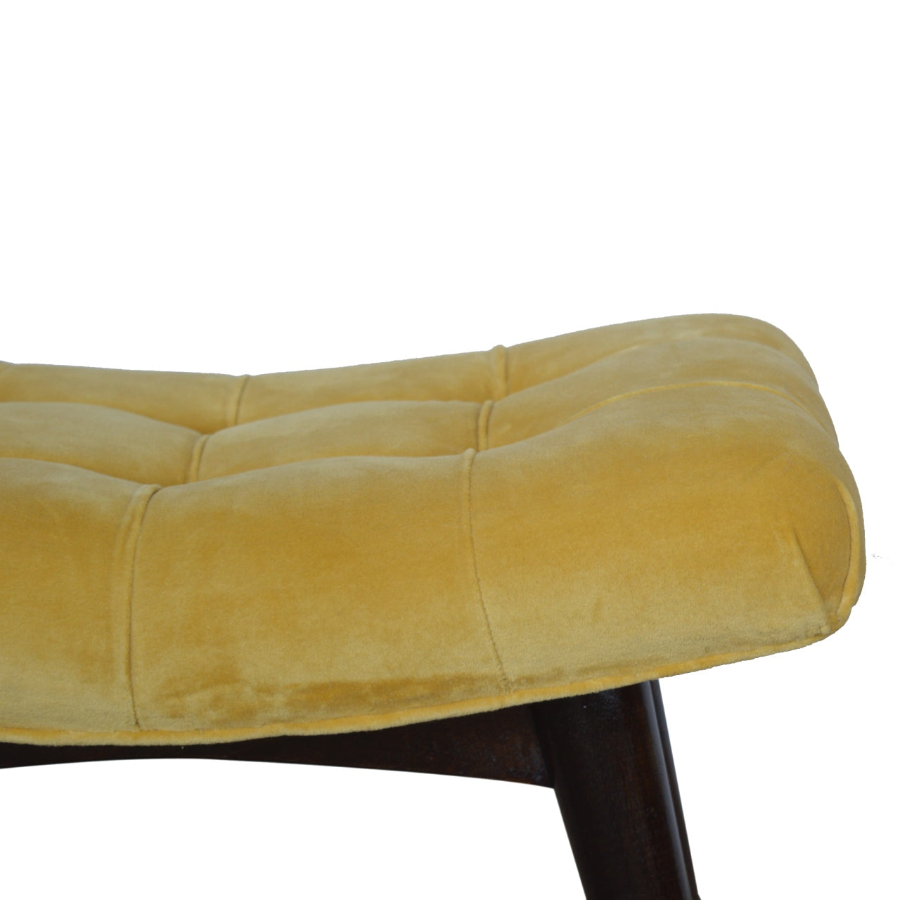 Munch Stool Mustard Cotton Velvet Curved Bench