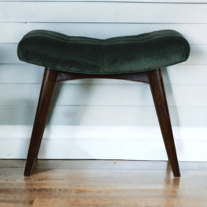 Delish Chaise Emerald Velvet Curve Bench