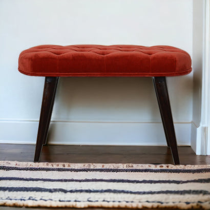 Nomad Nook Brick Red Cotton Velvet Deep Bench