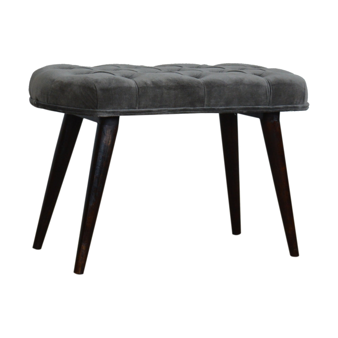 MiniLounge Grey Velvet Gold Base Footstool