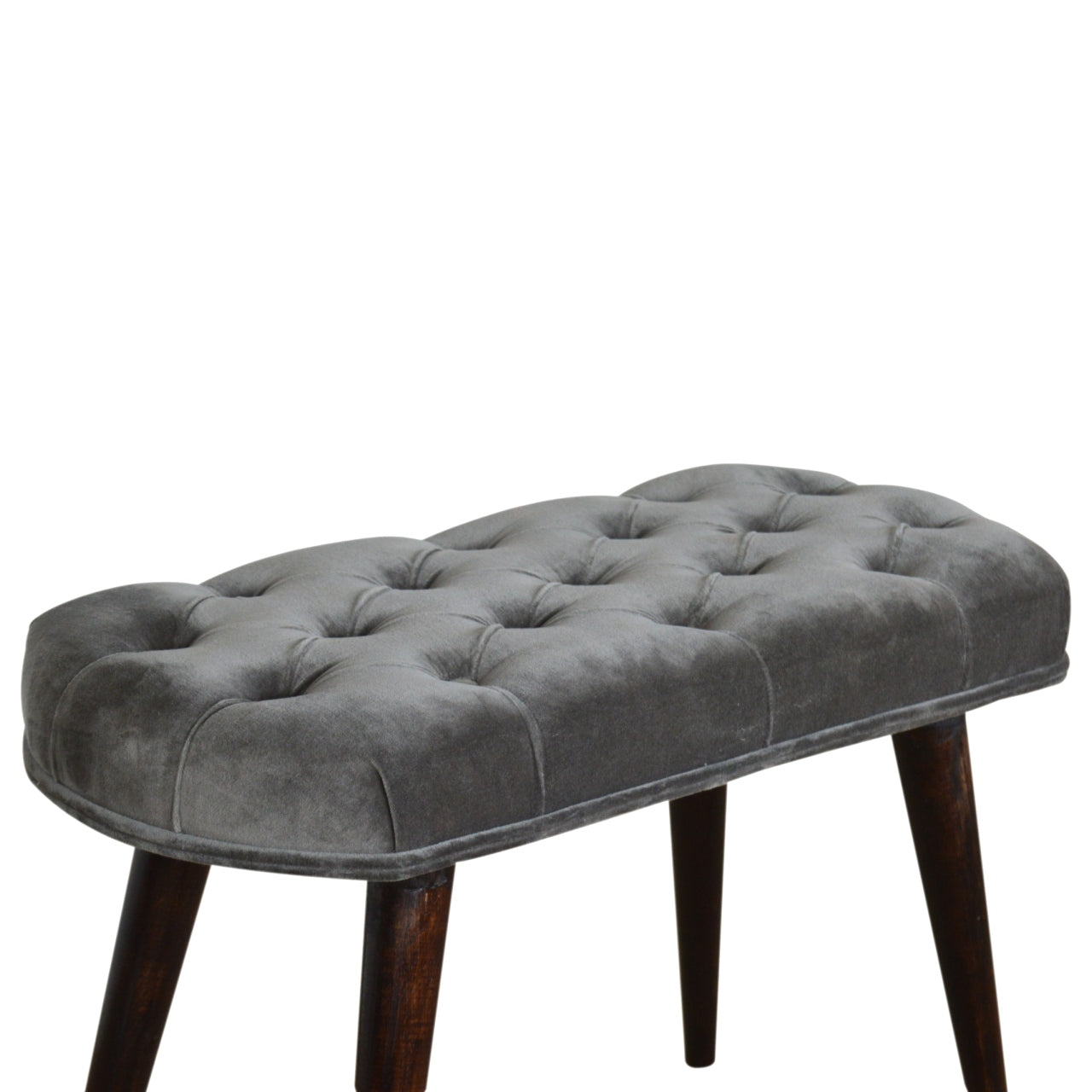 MiniLounge Grey Velvet Gold Base Footstool