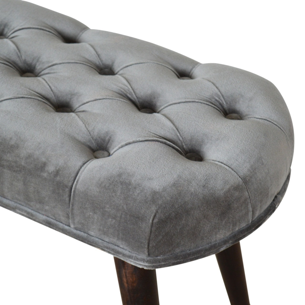 MiniLounge Grey Velvet Gold Base Footstool