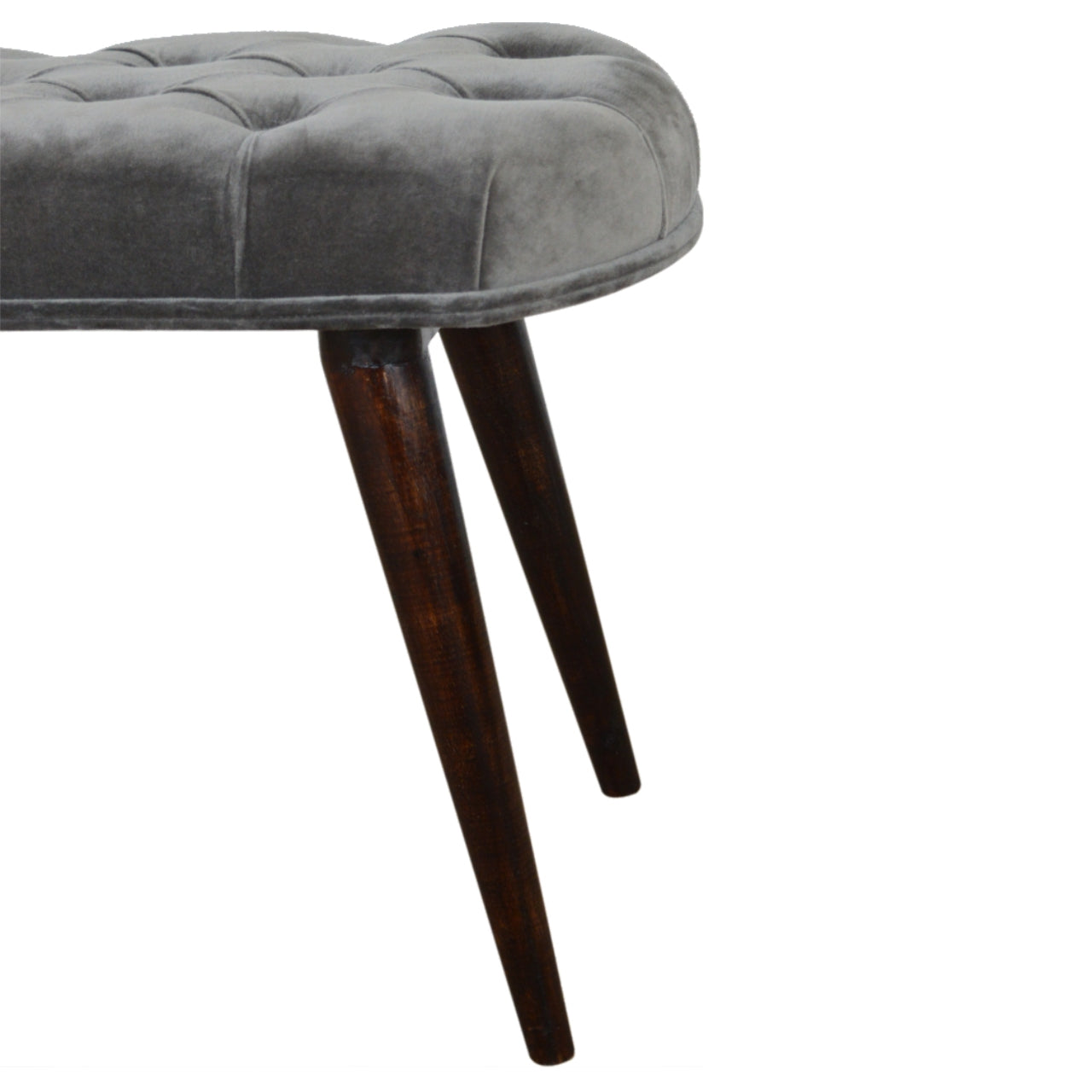 MiniLounge Grey Velvet Gold Base Footstool