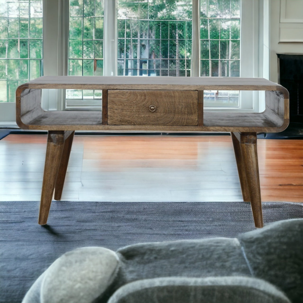 Zen Curved Grey Washed Coffee Table