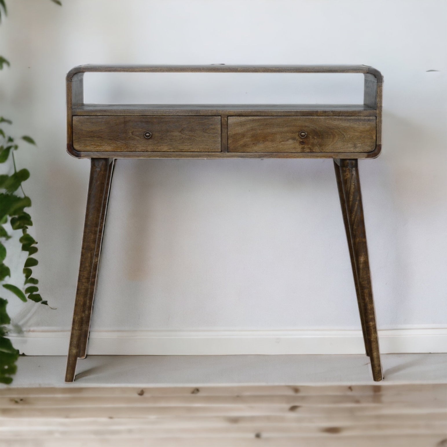 Luxury Console Curved Grey-wash Console Table