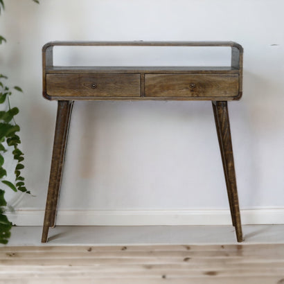 Luxury Console Curved Grey-wash Console Table - Furniture One Shop