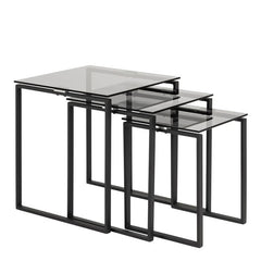 Katrine Nest of Tables with Smoked Glass Top Set of 3 - Furniture One Shop