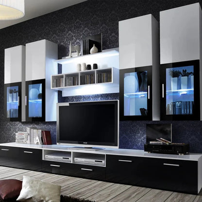 Lyra Wooden Entertainment Unit in Black & White High Gloss
