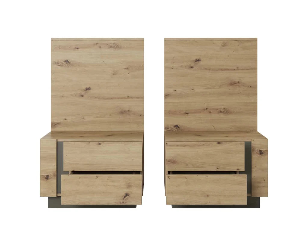 Arco Wooden Bedside Cabinets in Oak Artisan