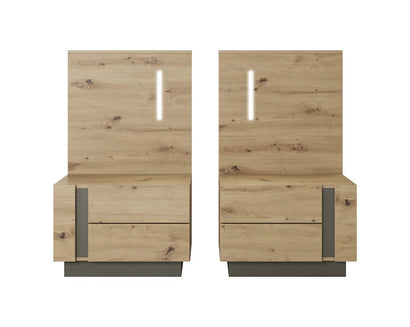 Arco Wooden Bedside Cabinets in Oak Artisan