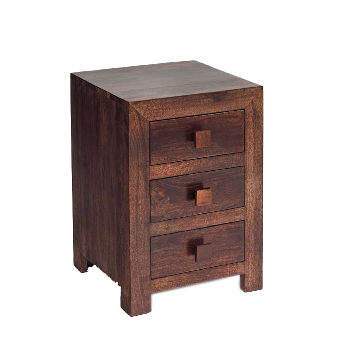 Toko Dark Mango 3 Drawer Bedside - UK