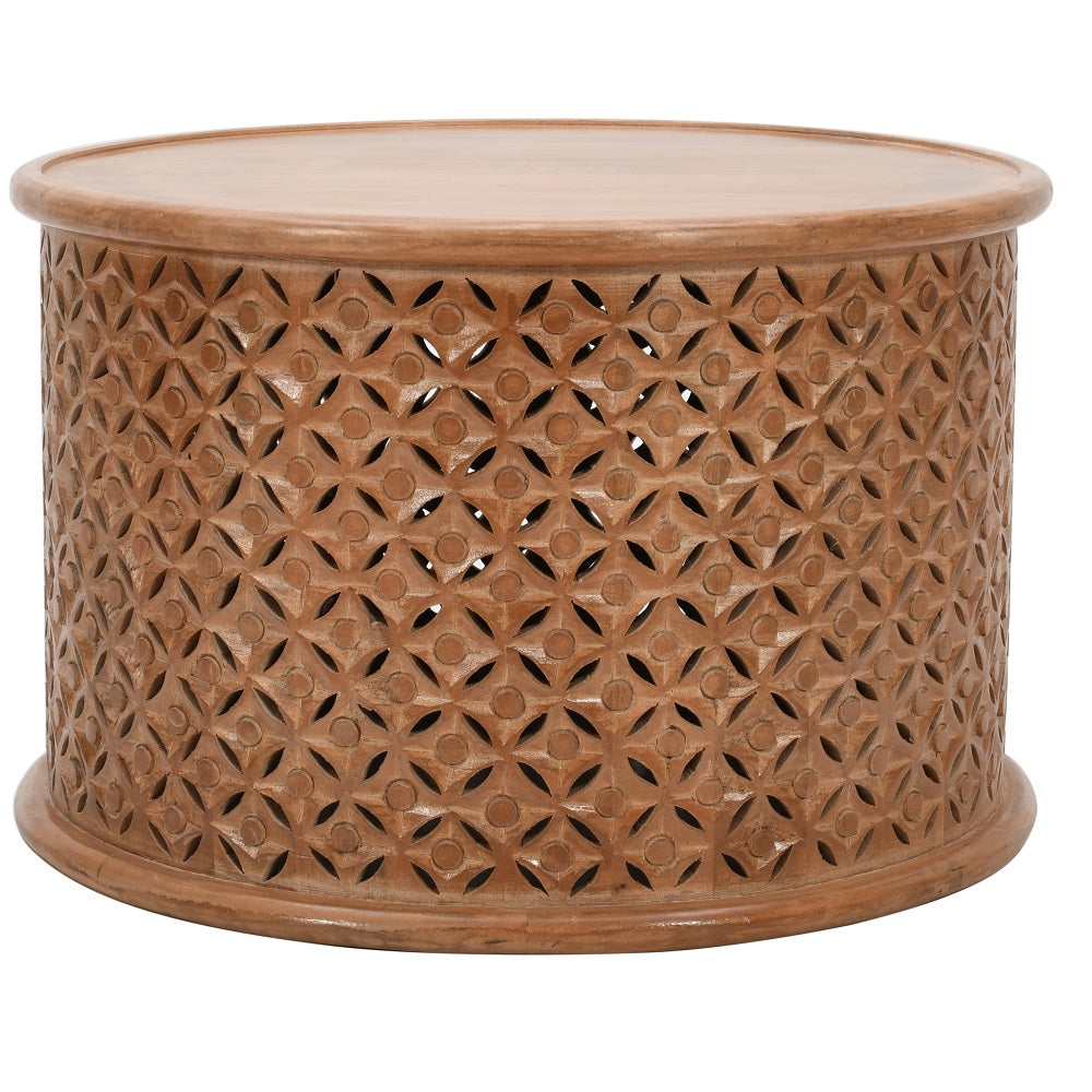 Artwork Mango Wood Round Coffee Table