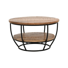 Surrey Coffee Table Solid Wood & Metal With Shelf - UK