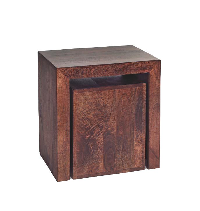 Toko Dark Mango Cubed Nest Of 2 Tables - UK