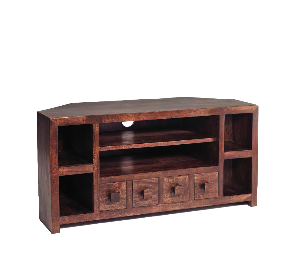 Toko Dark Mango Corner TV Stand - UK