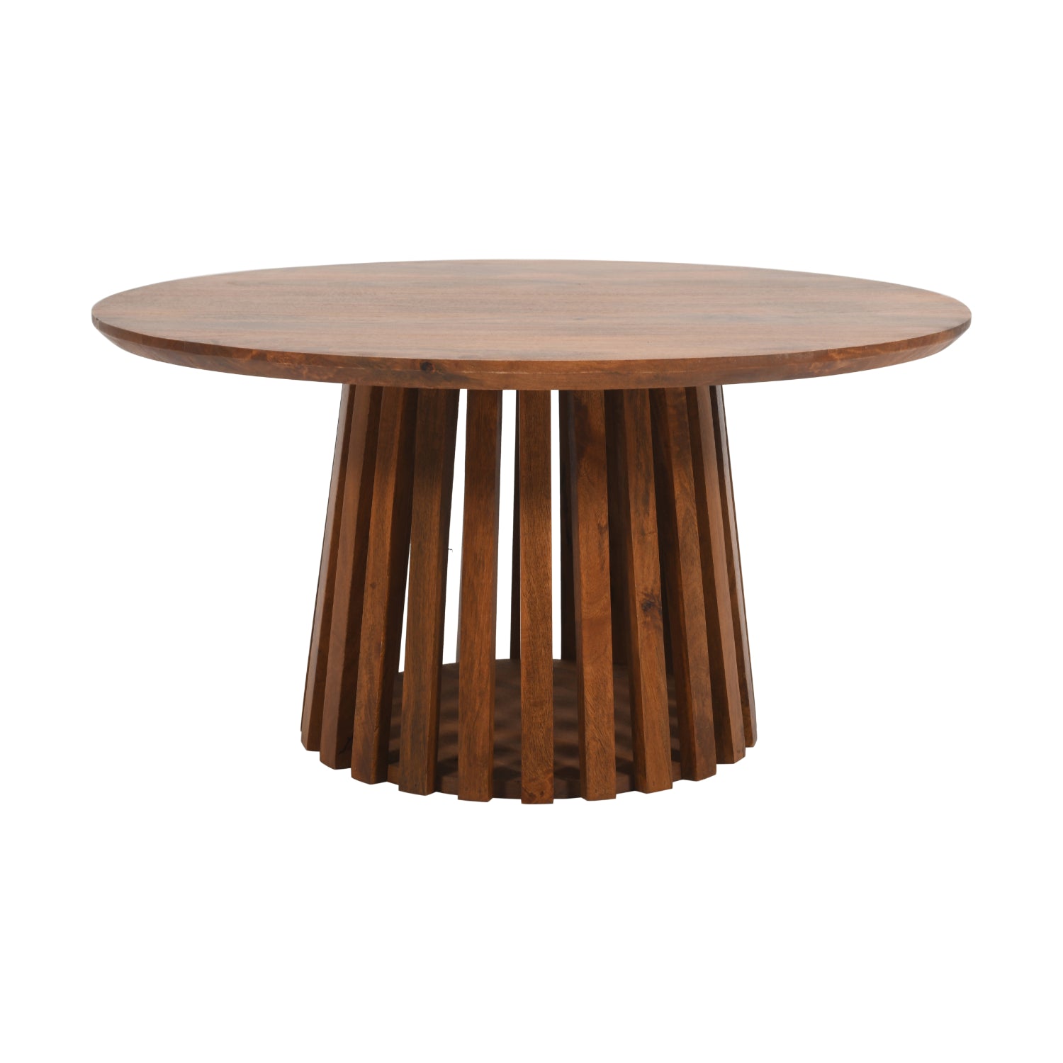 Slatted Mango Wood Round Coffee Table 80Cm - UK