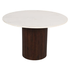 Opal Mango Wood Dining Table Round With Marble Top - UK - Furniture One Shop