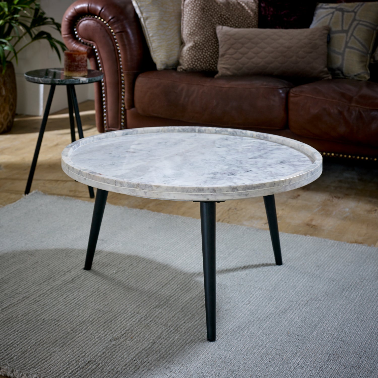 Opal Coffee Table With Marble Top And Metal Legs -UK