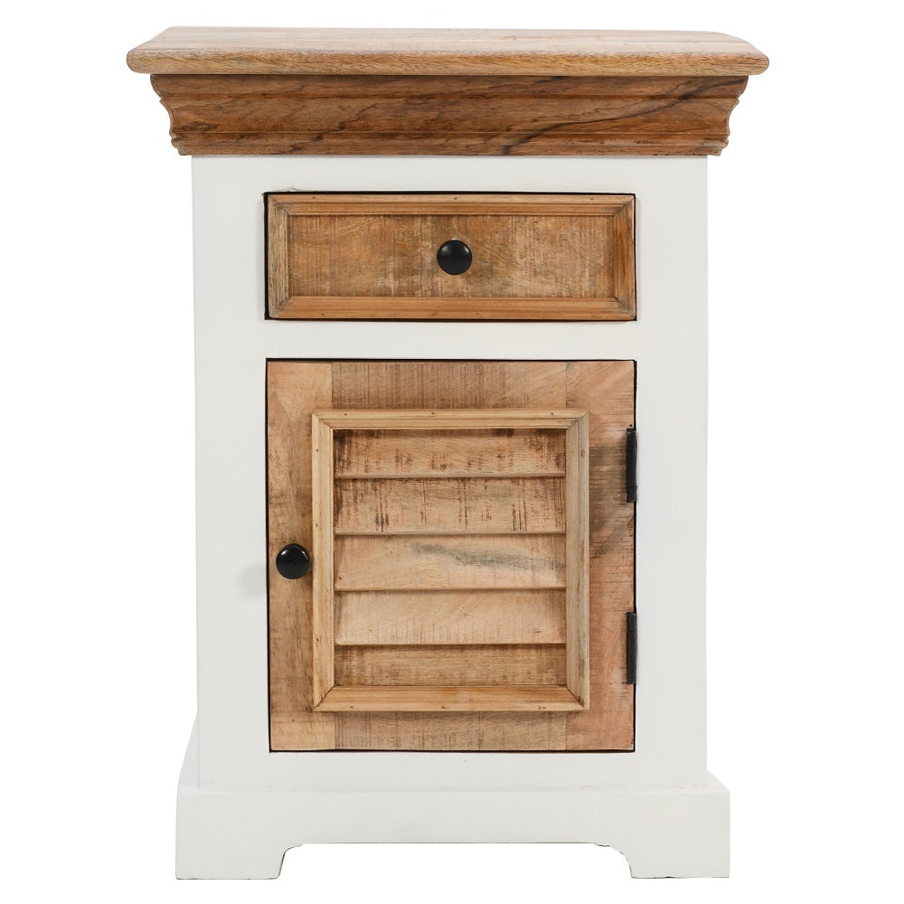Alfie Solid Mango Wood Bedside Cabinet 1 Drawer + Door