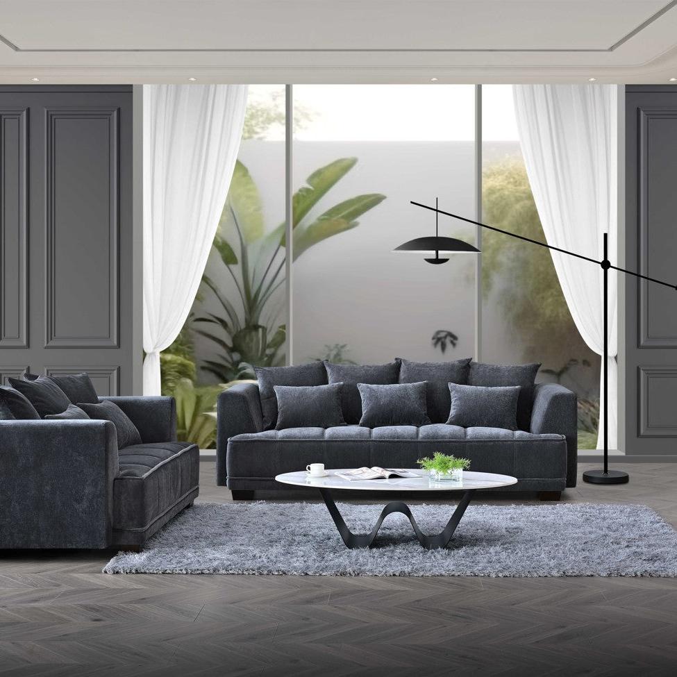 Aluxo Gramercy 2 Seater Sofa in Steel Velvet