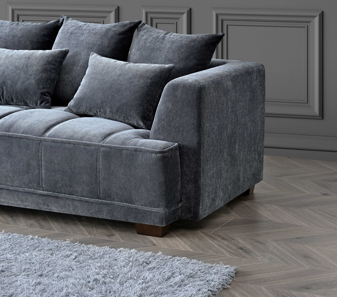 Aluxo Gramercy 3 Seater Sofa in Steel Velvet