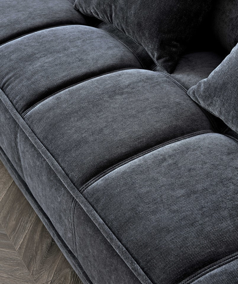 Aluxo Gramercy 3 Seater Sofa in Steel Velvet