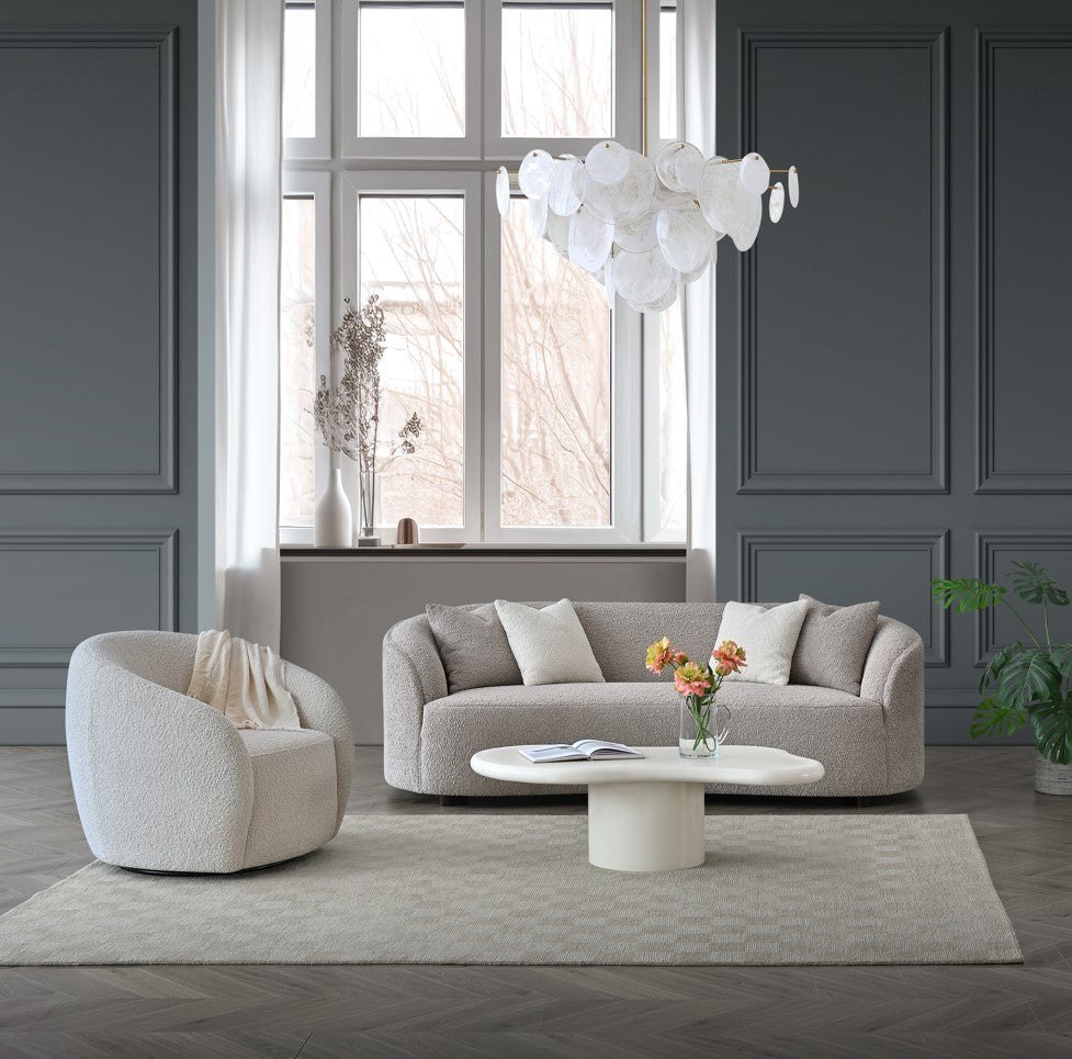 Aluxo Nolita 3 Seater Boucle Teddy Sofa in Koala