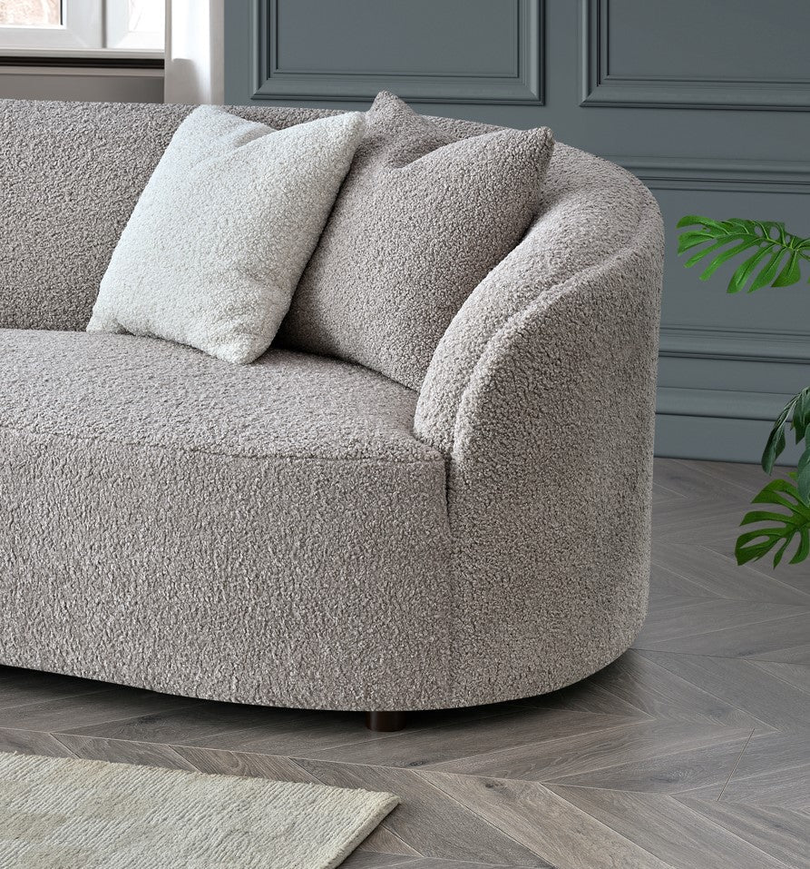 Aluxo Nolita 3 Seater Boucle Teddy Sofa in Koala