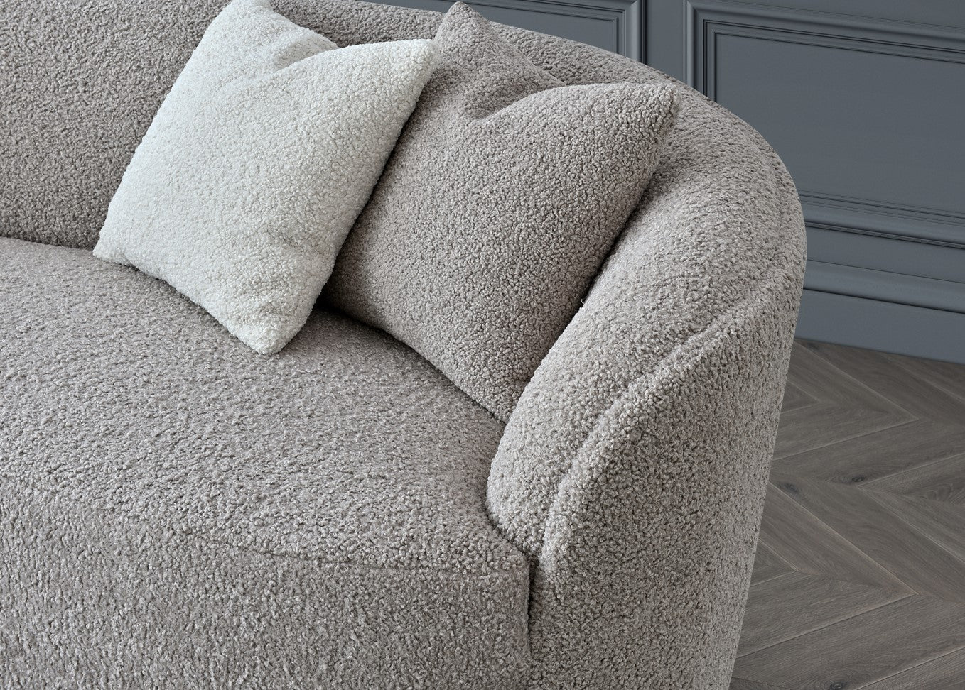 Aluxo Nolita 3 Seater Boucle Teddy Sofa in Koala