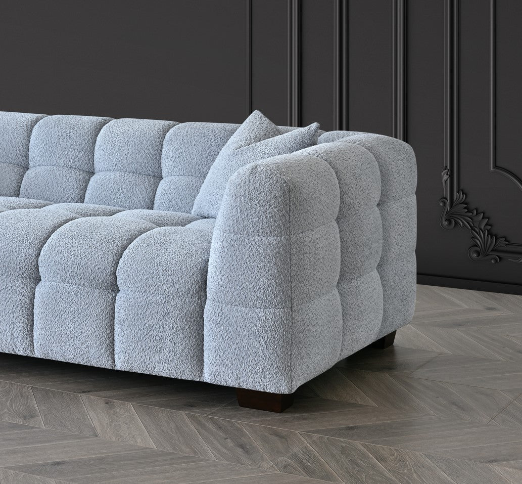 Aluxo Tribeca 3 Seater Sofa in Pearl Boucle Fabric