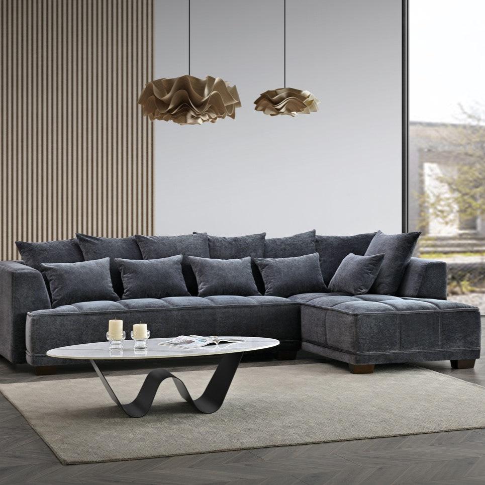 Aluxo Gramercy Corner Sofa in Steel Velvet