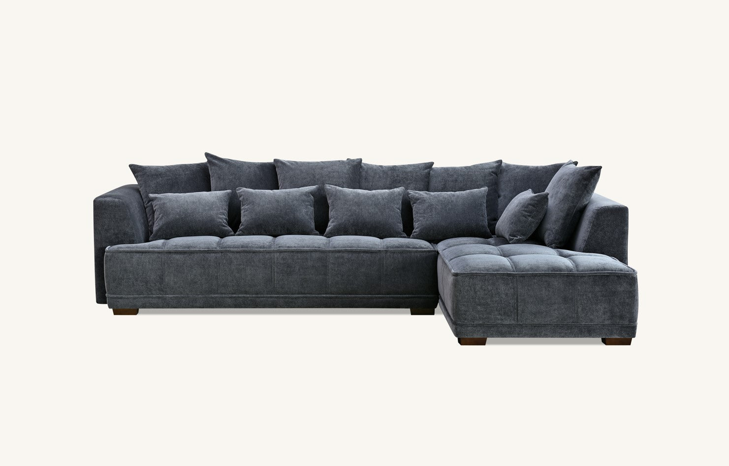 Aluxo Gramercy Corner Sofa in Steel Velvet