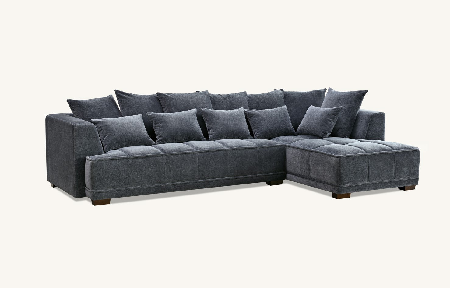 Aluxo Gramercy Corner Sofa in Steel Velvet