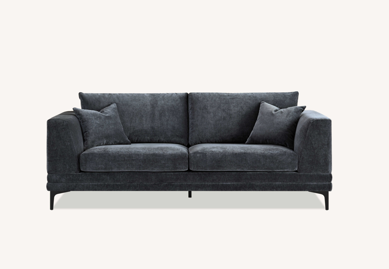 Aluxo Lenox 3 Seater Sofa in Steel Velvet