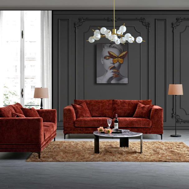 Aluxo Lenox 3 Seater Sofa in Rust Velvet