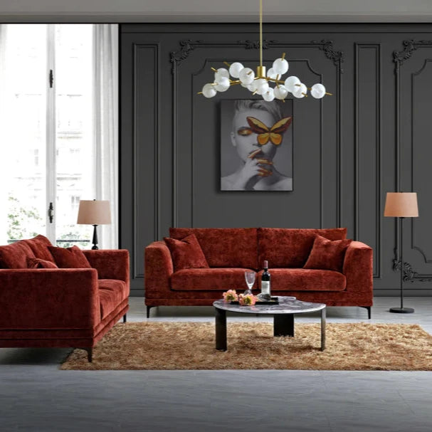 Aluxo Lenox 2 Seater Sofa in Rust Velvet