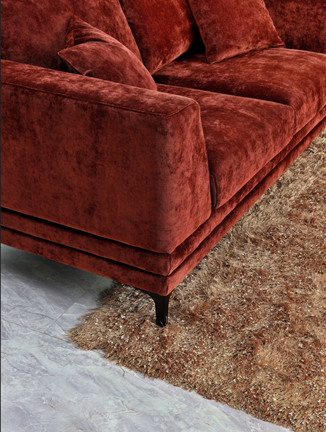 Aluxo Lenox 3 Seater Sofa in Rust Velvet