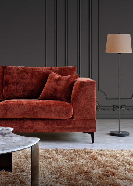 Aluxo Lenox 3 Seater Sofa in Rust Velvet