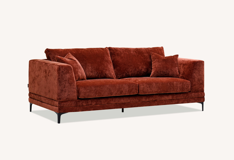 Aluxo Lenox 3 Seater Sofa in Rust Velvet