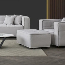 Aluxo Murray Footstool in Putty Boucle Fabric - Furniture One Shop