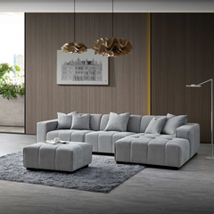 Aluxo Leonard Right Hand Corner Group in Cloudy Grey Boucle - Furniture One Shop