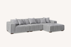 Aluxo Leonard Right Hand Corner Group in Cloudy Grey Boucle - Furniture One Shop