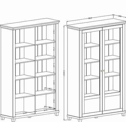 Evora Tall Wooden 2 Door Display Cabinet and Oak Lefkas - 126cm