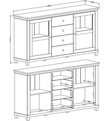 Evora Wooden 2 Door 4 Drawer Sideboard in Abisko Ash - Furniture One Shop